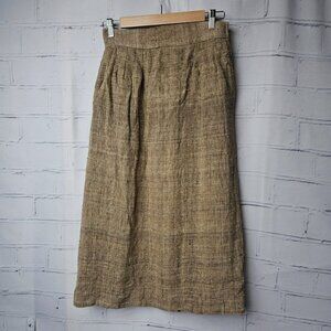 Stanley Blacker Textured Brown Vintage Midi Skirt Pockets Womens 10 Lined Burlap